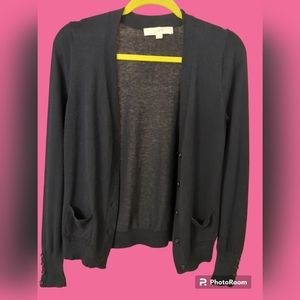 LOFT Blk Cardigan (S) with Button Cuffs